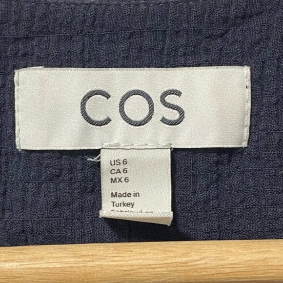 COS Flutter Sleeve Stretch Cotton Sleeveless Blouse – Dark Blue – Size US 6 - Picture 9 of 11